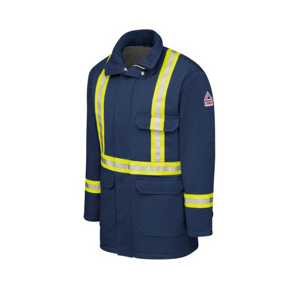 FR ComforTouch Insulated Deluxe Parka with Reflective Trim in Navy